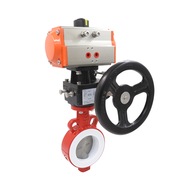 Válvula de mariposa neumática semi-revestida de PTFE